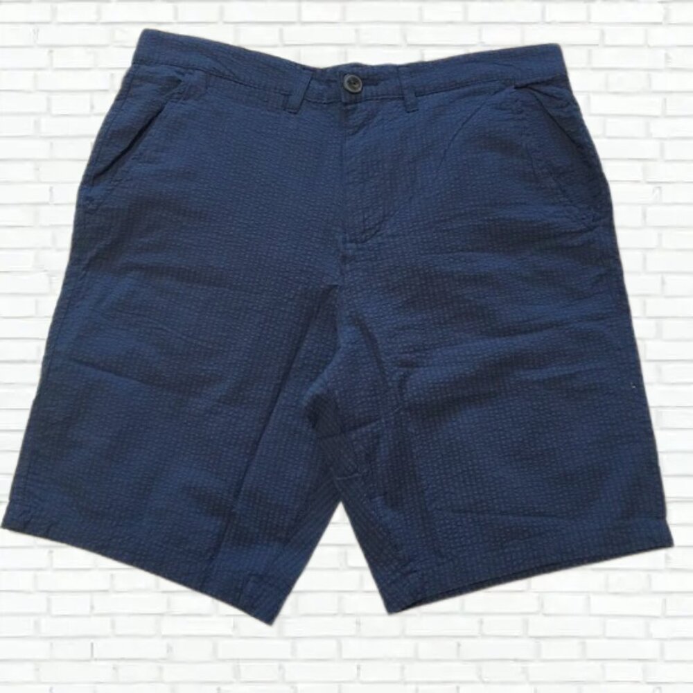 Jachs New York Men's Navy Seersucker Cotton Chino Shorts Size 29-NWT